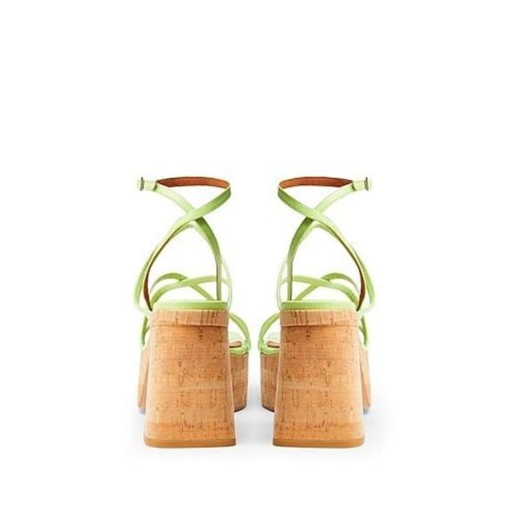 8 by YOOX CORK HEEL SANDALS Size EU 40 US 10 Acid Green - Picture 3 of 12